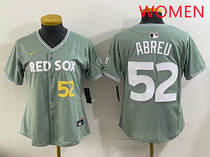 Women 2025 Boston Red Sox #52 Abreu Green Joint Name Nike MLB Jersey style 5